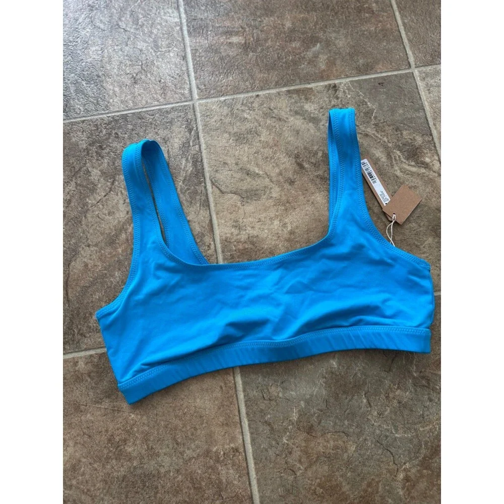 Skims Swim Tank Bikini Top Turquoise Size Medium